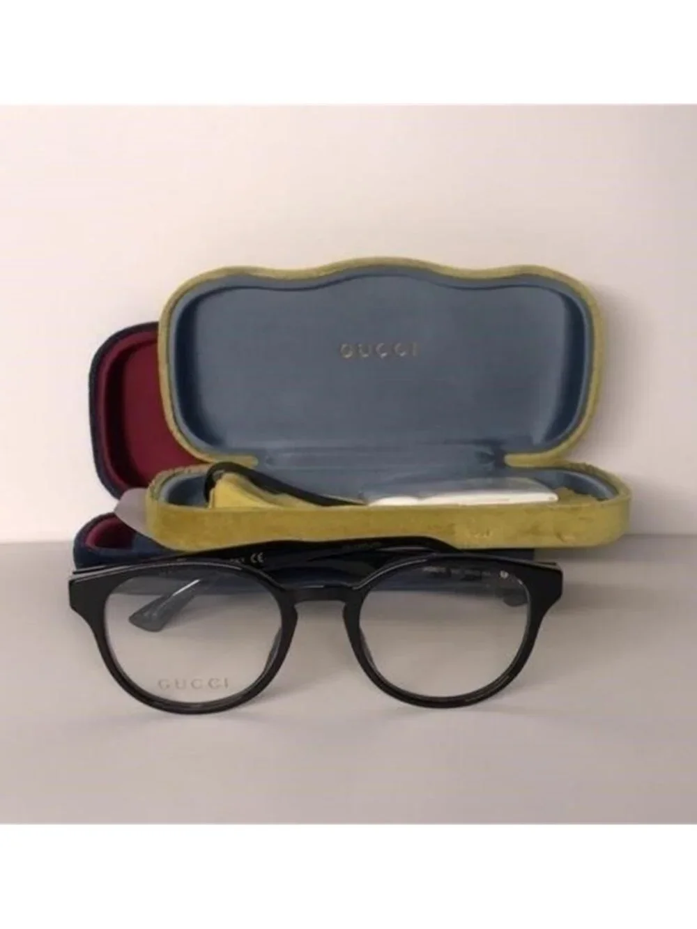 New Authentic Gucci GG0827O 001 Black Round Eyeglasses - Picture 3 of 12